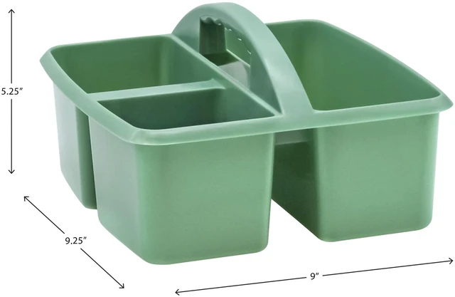 Alt view image 3 of 6 - Eucalyptus Green Portable Plastic Storage Caddy 6-Pack for Classrooms, Kids Room, and Office Organization, 3 Compartments
