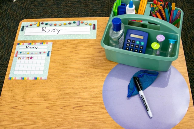 Alt view image 5 of 6 - Eucalyptus Green Portable Plastic Storage Caddy 6-Pack for Classrooms, Kids Room, and Office Organization, 3 Compartments
