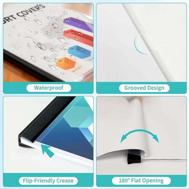 Alt view image 6 of 7 - Clear Report Covers with Sliding Bars, 70 Sheet Capacity, 40 Pack Clear Report Covers for A4 and Letter Size, 9mm Binding Bars, 5.5 Mil Thick, for Resumes, Presentations, School and Business