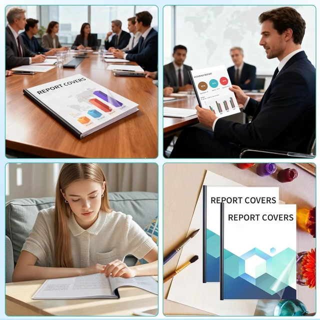Alt view image 7 of 7 - Clear Report Covers with Sliding Bars, 70 Sheet Capacity, 40 Pack Clear Report Covers for A4 and Letter Size, 9mm Binding Bars, 5.5 Mil Thick, for Resumes, Presentations, School and Business