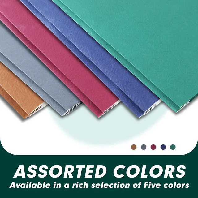 Alt view image 5 of 7 - 100 Pack Two Pocket Paper Folders with Prongs, Letter Size, 5 Colors 3 Prong Folders with Pockets, Paper, 3 Hole Punched, For School, Office, Home, Business