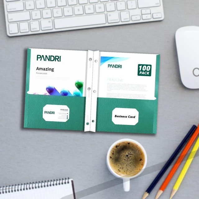 Alt view image 7 of 7 - 100 Pack Two Pocket Paper Folders with Prongs, Letter Size, 5 Colors 3 Prong Folders with Pockets, Paper, 3 Hole Punched, For School, Office, Home, Business