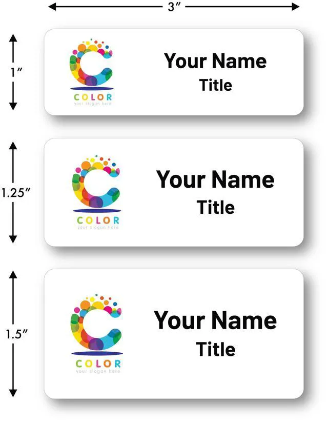 Alt view image 4 of 5 - Custom Metal Name Tags with Full Color Logo Printing (White, 1.5 x 3") Scratch Resistant Printed Finish, Personalized Employee Badge for Hotels, Salons, Clinics and Retail Teams