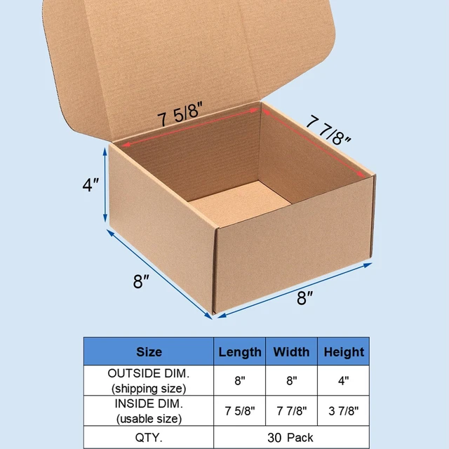 Alt view image 2 of 6 - 8x8x4" Shipping Boxes 30 Pack Brown Corrugated Cardboard Mailer Box Kraft Medium Literature Mailer Packaging Supplies, Mailing Boxes for Small Business