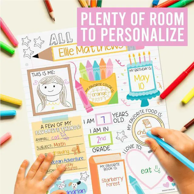 Alt view image 5 of 7 - 20 All About Me Posters Elementary Classroom Decor, Star Student Poster 100 Days of School Items, Student of the Week Poster Elementary Classroom Must Haves, End of School Year Teacher Supplies