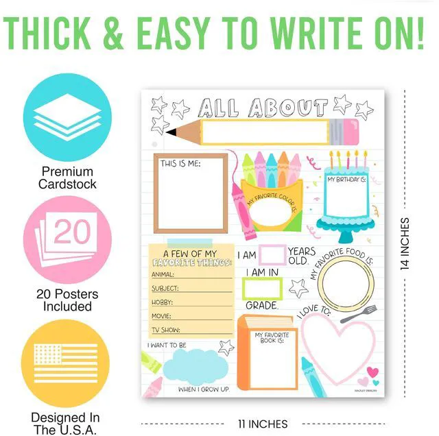 Alt view image 4 of 7 - 20 All About Me Posters Elementary Classroom Decor, Star Student Poster 100 Days of School Items, Student of the Week Poster Elementary Classroom Must Haves, End of School Year Teacher Supplies
