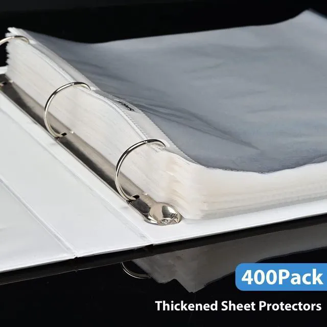 Alt view image 4 of 7 - Sheet Protectors 400 Page,Page Protector 8.5" x 11" Upgraded Clear Plastic Page Protectors,for 3 Ring Binder, Top Loading Paper Protector with Reinforced Holes,Holds Multiple SheetsLetter Size