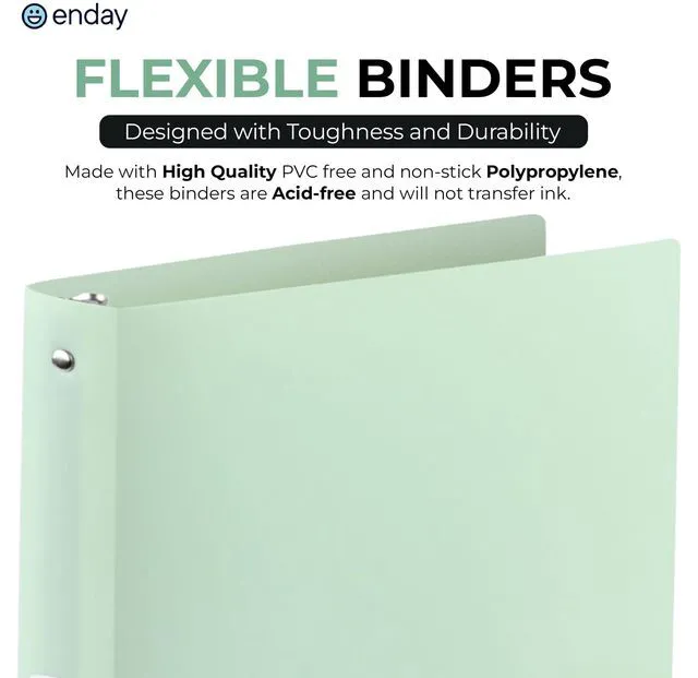 Alt view image 6 of 7 - 3 Ring Binder 1 inch (4 Pack) Pastel Flexible Binders Round Ring with Pocket, Holds 175 Sheets, for Home and School Supplies in Blue, Purple, Pink and Green by