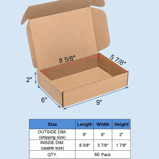 Alt view image 2 of 5 - Shipping Boxes 9x6x2" 60 Pack Brown Corrugated Cardboard Box Mailer Kraft Small Literature Mailer Packaging Supplies, Mailing Boxes for Small Business