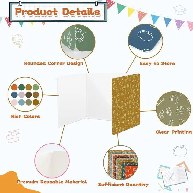 Alt view image 3 of 7 - 24 Pack Privacy Shields for Student in 12 Boho Colors Desk Dividers Durable Privacy Folders Testing Dividers Shield Study Boards Panel Partition for Classroom Teacher Back to School Supplies