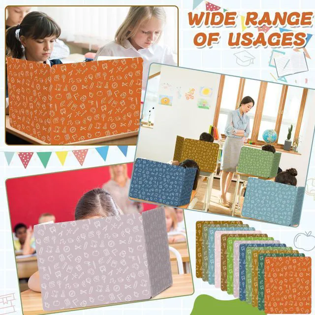 Alt view image 6 of 7 - 24 Pack Privacy Shields for Student in 12 Boho Colors Desk Dividers Durable Privacy Folders Testing Dividers Shield Study Boards Panel Partition for Classroom Teacher Back to School Supplies