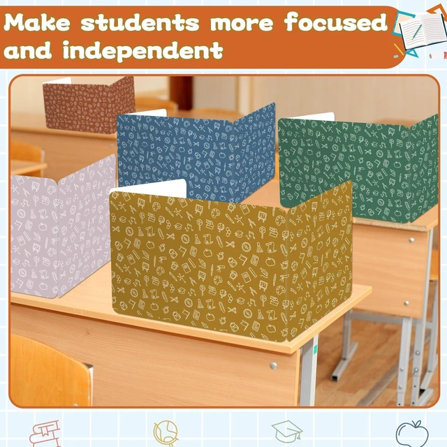 Alt view image 7 of 7 - 24 Pack Privacy Shields for Student in 12 Boho Colors Desk Dividers Durable Privacy Folders Testing Dividers Shield Study Boards Panel Partition for Classroom Teacher Back to School Supplies