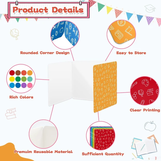 Alt view image 3 of 7 - 24 Pack Privacy Shields for Student in 12 Vibrant Colors Desk Dividers Durable Privacy Folders Testing Divider Shield Study Boards Panel Partition for Classroom Teacher Back to School Supplies