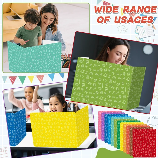 Alt view image 6 of 7 - 24 Pack Privacy Shields for Student in 12 Vibrant Colors Desk Dividers Durable Privacy Folders Testing Divider Shield Study Boards Panel Partition for Classroom Teacher Back to School Supplies