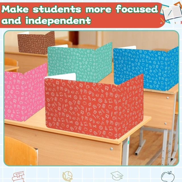 Alt view image 7 of 7 - 24 Pack Privacy Shields for Student in 12 Vibrant Colors Desk Dividers Durable Privacy Folders Testing Divider Shield Study Boards Panel Partition for Classroom Teacher Back to School Supplies