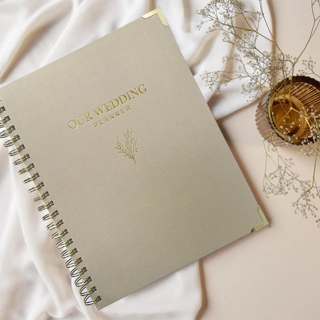 Alt view image 5 of 7 - Wedding Planner Book and Organizer for Bride - Elegant Linen Cover Wedding Planning Binder with Checklists,Pockets & Calendars,Perfect Engagement Gifts for Couples(Apricot)