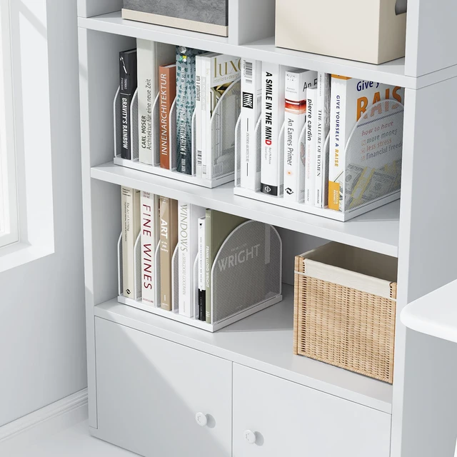 Alt view image 4 of 7 - Desktop File Organizer with 5 Compartments Desk Organizer Paper Organizer for Desk Workspace Organizers for Office Supplies (White)