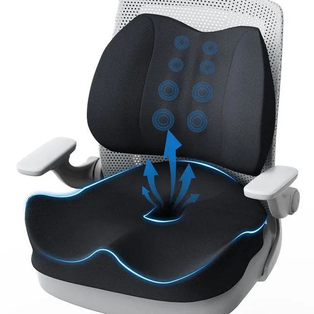 Main image of Seat Cushion Lumbar Support Pillow for Office Chair, X Large Memory Foam Chair Cushions for Sciatica Tailbone Pain Relief Coccyx Pad for Wheelchair, Car, Home, Office, Desk