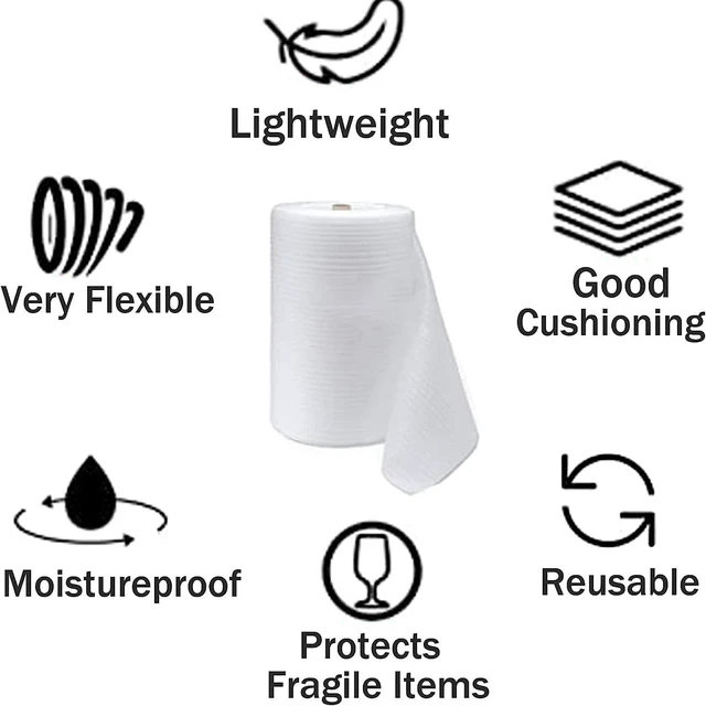 Alt view image 4 of 6 - 12"x 100' Foam Wrap Rolls for Moving Packing Foam Roll Packing Materials Shipping Packing Moving Supplies, Thick Cushion Packaging Wraps for Protect Glasses,Fragile Items,Dishes