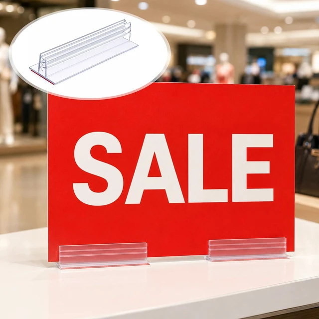 Alt view image 6 of 7 - 400 Pcs Sign Holder, Adhesive Base Sign Holders Multiple Uses for Counters, Warehouses, Base Holders with Strong Adhesive (1*3in)