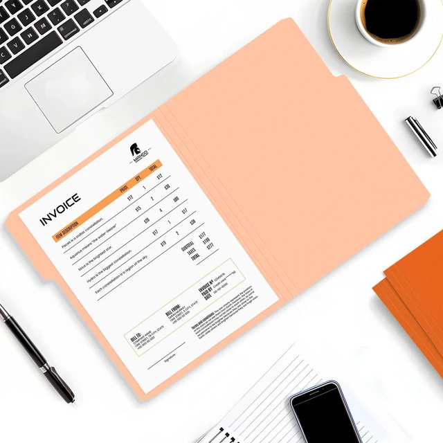 Alt view image 5 of 7 - File Folders, 120 Pack Manilla Folders 8.5 x 11, 1/3 Cut Tab for Easy Labeling and Organization, Durable Standard Paper for Home, Office, School Filing, Orange