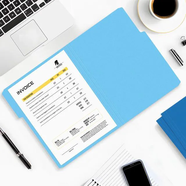 Alt view image 5 of 7 - File Folders, 120 Pack Manilla Folders 8.5 x 11, Colored File Folders Home Office School Supplies for Documents Files Paper,Blue
