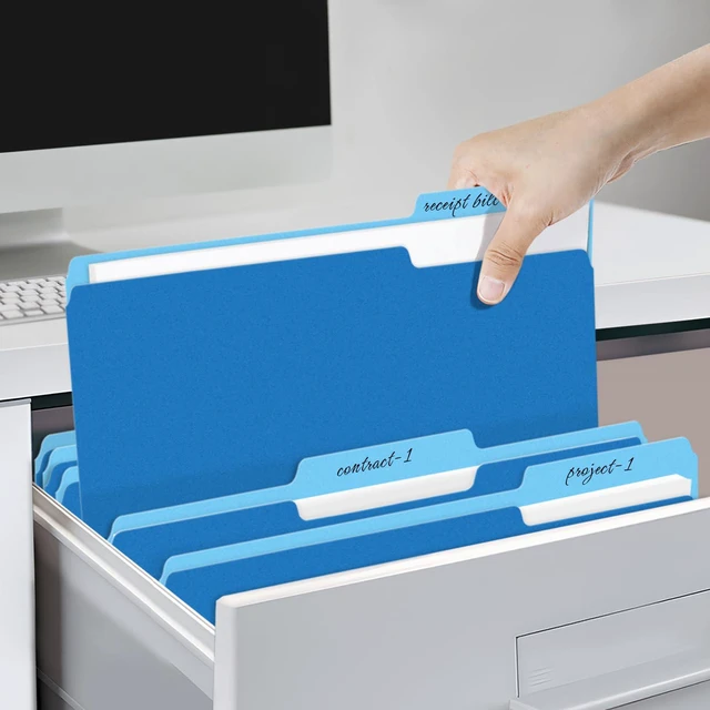 Alt view image 6 of 7 - File Folders, 120 Pack Manilla Folders 8.5 x 11, Colored File Folders Home Office School Supplies for Documents Files Paper,Blue