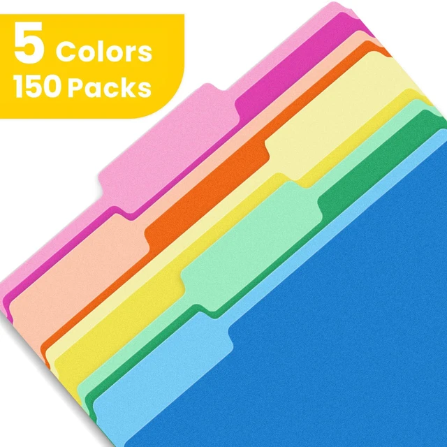 Alt view image 5 of 7 - File Folders, 150 Pack Manilla Folders 8.5 x 11, Colored File Folders Home Office School Supplies for Documents Files Paper, 5 Assorted Colors