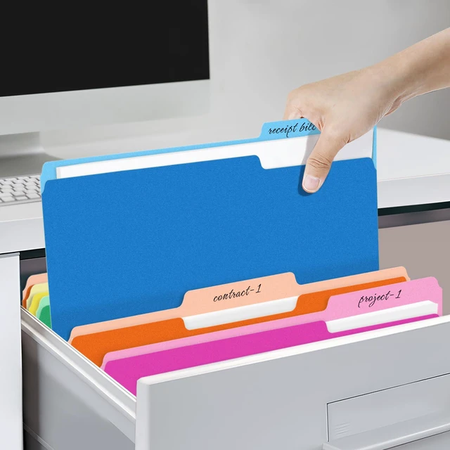 Alt view image 7 of 7 - File Folders, 150 Pack Manilla Folders 8.5 x 11, Colored File Folders Home Office School Supplies for Documents Files Paper, 5 Assorted Colors