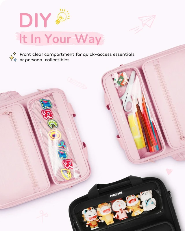Alt view image 2 of 7 - Zipper Binder 3 Ring with Ita Window, 3 Inch D-Ring Binder with Zipper and Strap Fits 14" Laptop, 600+ Sheets Capacity 3-in-1 Shoulder/Backpack/Handle Binder Bag for School Office Commute, Pink