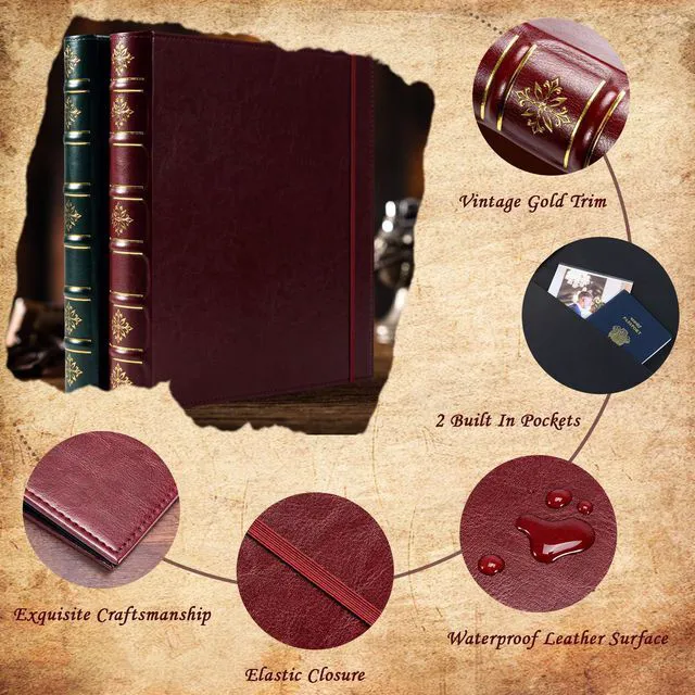 Alt view image 4 of 6 - Vintage 3 Ring Binder 1 Inch, Leather Hardback D Ring Binder with Pockets and 5 Tab Dividers, Book Style Document Organizer Fits Letter Size for Home and Office Burgundy