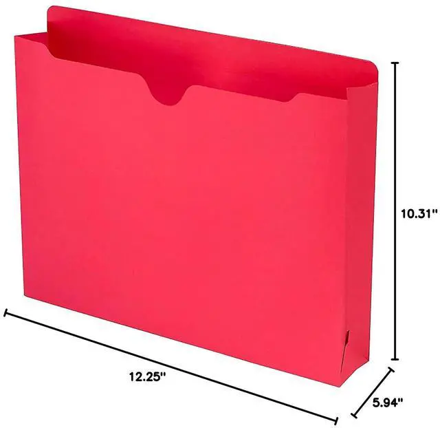 Alt view image 4 of 6 - File Jacket, Reinforced Straight-Cut Tab, 2" Expansion, Letter Size, Red, 50 per Box (75569)