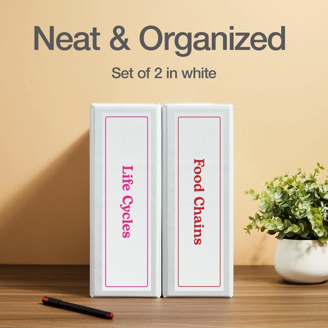 Alt view image 6 of 7 - 4 Inch 3 Ring Binders, 2 Pack, White, Holds 835 Sheets D rings, clear view covers for custom inserts, and 2 inside pockets. PVC free, non stick