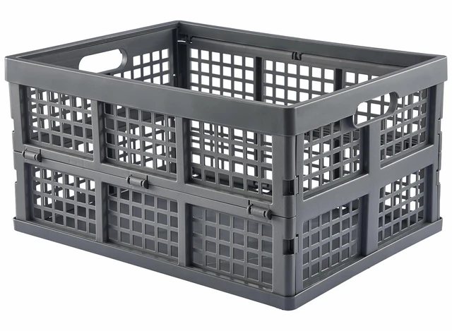 Alt view image 2 of 7 - 3-Pack Plastic Collapsible Storage Crates-30L,Foldable Plastic Crates for Storage (Gray)