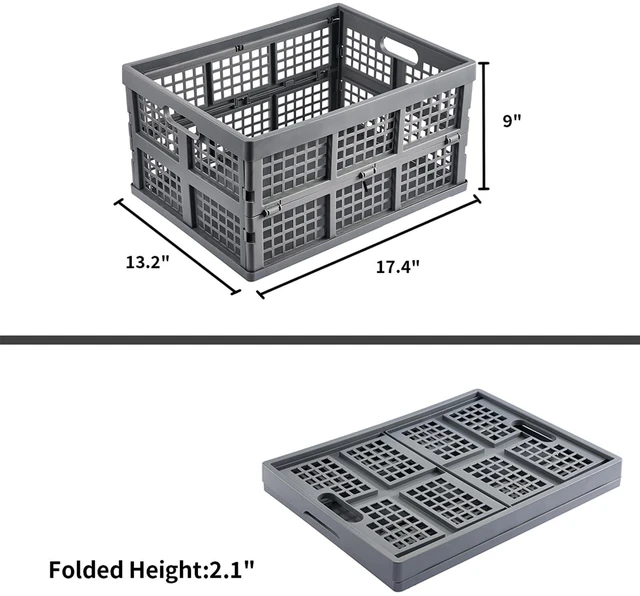 Alt view image 3 of 7 - 3-Pack Plastic Collapsible Storage Crates-30L,Foldable Plastic Crates for Storage (Gray)
