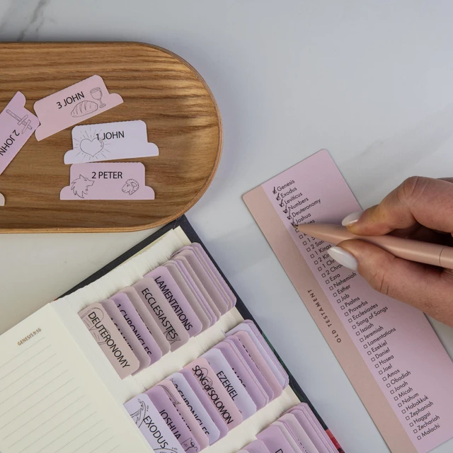 Alt view image 6 of 7 - Laminated Bible Tabs with Book Illustrations (Symbols Theme) Large Print Bible Book Tabs, Bible Study Journaling Supplies, 66 Personalized Scripture Tabs and 6 Blank Labels