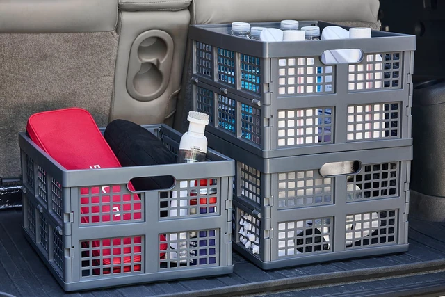 Alt view image 7 of 7 - 3-Pack Plastic Collapsible Storage Crates-30L,Foldable Plastic Crates for Storage (Gray)