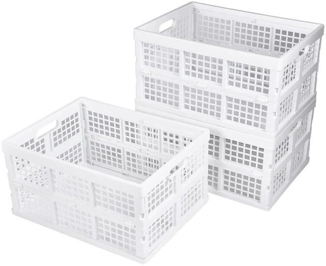 Main image of 3-Pack Plastic Collapsible Storage Crates-30L,Foldable Plastic Crates for Storage (White)