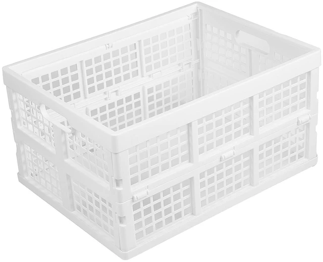 Alt view image 2 of 7 - 3-Pack Plastic Collapsible Storage Crates-30L,Foldable Plastic Crates for Storage (White)