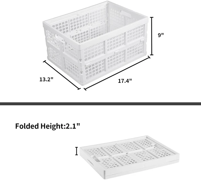 Alt view image 3 of 7 - 3-Pack Plastic Collapsible Storage Crates-30L,Foldable Plastic Crates for Storage (White)