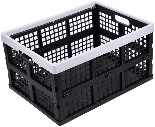 Alt view image 2 of 7 - 3-Pack Plastic Collapsible Storage Crates-30L,Foldable Plastic Crates for Storage (Black+Gray)