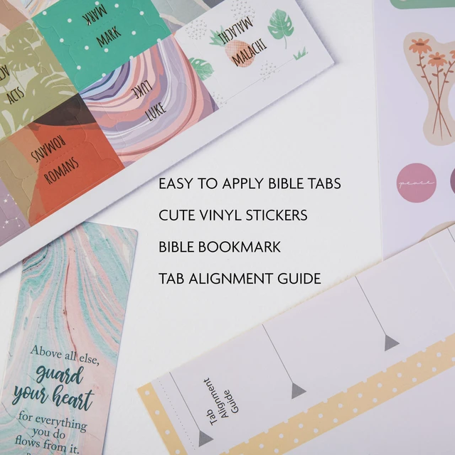 Alt view image 2 of 7 - Laminated Bible Tabs for Women and Men (Uniform Theme) Large Print Bible Book Tabs, Bible Study Journaling Supplies, 66 Personalized Scripture Index Tabs and 6 Blank Labels