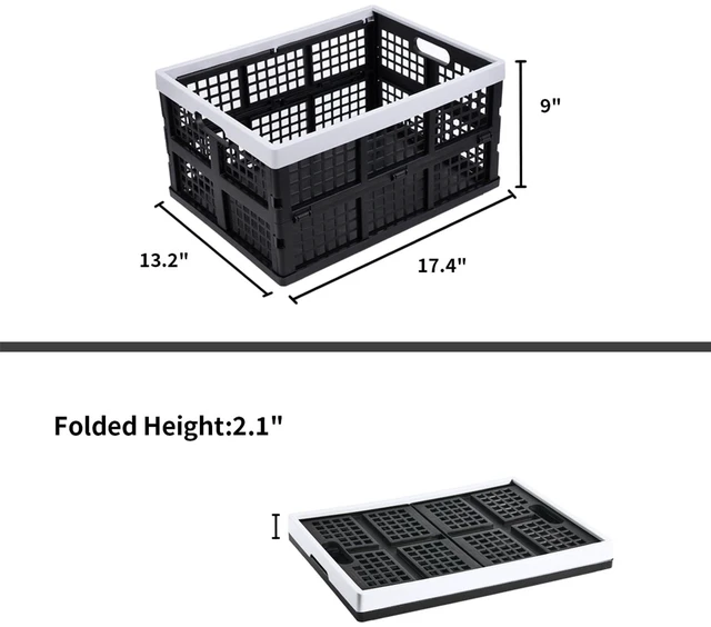 Alt view image 3 of 7 - 3-Pack Plastic Collapsible Storage Crates-30L,Foldable Plastic Crates for Storage (Black+Gray)