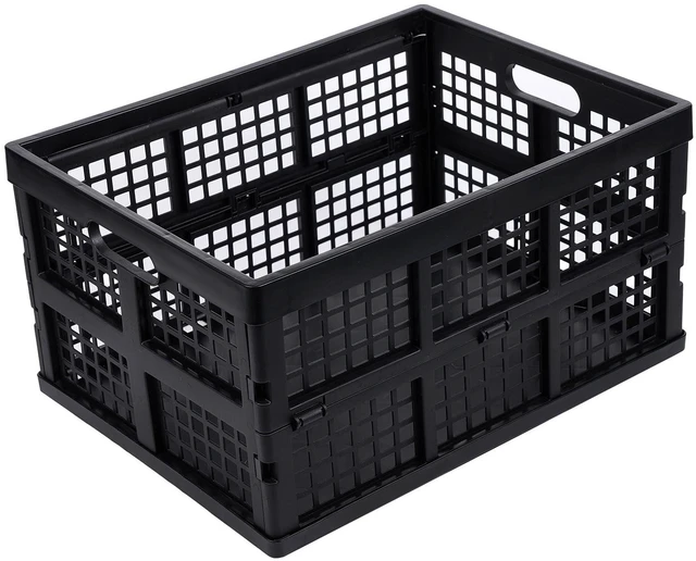 Alt view image 2 of 7 - 3-Pack Plastic Collapsible Storage Crates-30L,Foldable Plastic Crates for Storage (Black)