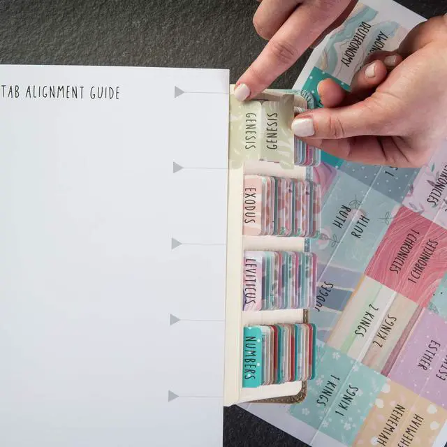 Alt view image 6 of 7 - Laminated Bible Tabs for Women and Men (Uniform Theme) Large Print Bible Book Tabs, Bible Study Journaling Supplies, 66 Personalized Scripture Index Tabs and 6 Blank Labels