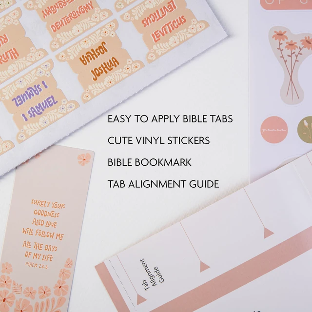 Alt view image 2 of 7 - Laminated Bible Tabs for Kids, Teens and Women (Groovy) Large Print Bible Book Tabs, Bible Study Journaling Supplies, 66 Personalized Scripture Tabs and 6 Blank Labels