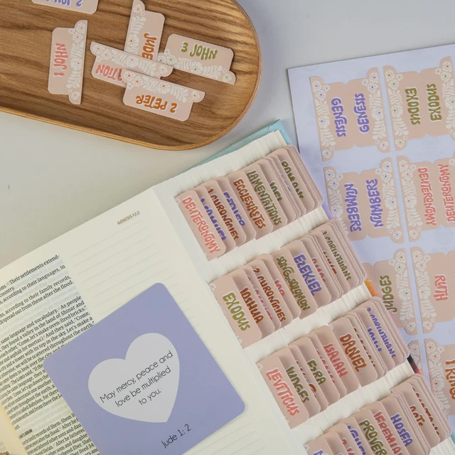 Alt view image 3 of 7 - Laminated Bible Tabs for Kids, Teens and Women (Groovy) Large Print Bible Book Tabs, Bible Study Journaling Supplies, 66 Personalized Scripture Tabs and 6 Blank Labels