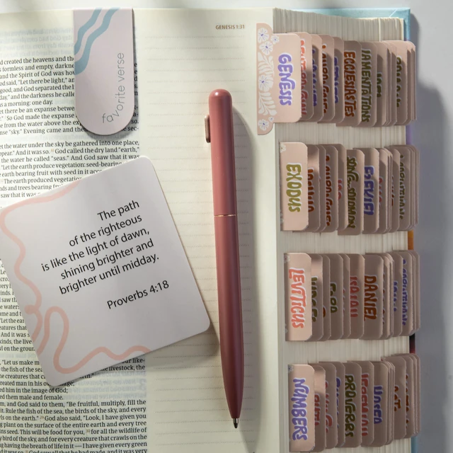 Alt view image 6 of 7 - Laminated Bible Tabs for Kids, Teens and Women (Groovy) Large Print Bible Book Tabs, Bible Study Journaling Supplies, 66 Personalized Scripture Tabs and 6 Blank Labels