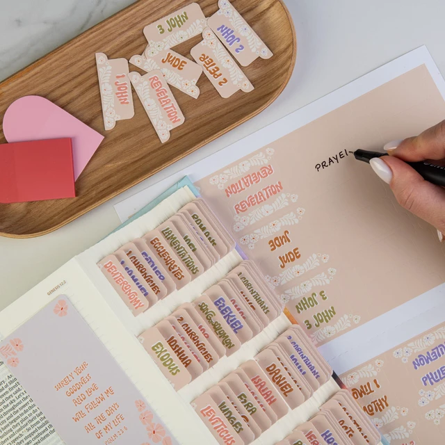 Alt view image 7 of 7 - Laminated Bible Tabs for Kids, Teens and Women (Groovy) Large Print Bible Book Tabs, Bible Study Journaling Supplies, 66 Personalized Scripture Tabs and 6 Blank Labels