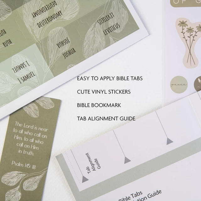 Alt view image 2 of 7 - Laminated Bible Tabs for Women and Men (Sage Theme) Large Print Bible Book Tabs, Bible Study Journaling Supplies, 66 Personalized Scripture Tabs and 6 Blank Labels